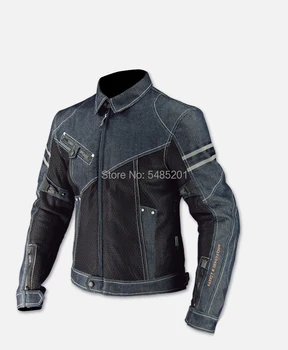 

Black Blue Motorcycle Riding Jacket JK006 Mesh Cowboy Racing Denim Shirt