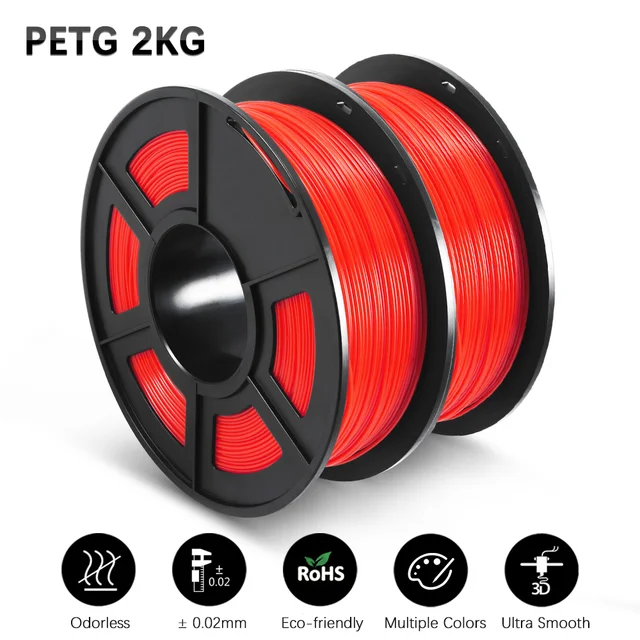 GOHIGH 2 Rolls PETG PLA SILK 3D Printing Filament 1.75MM Children Creative Model Material For 3D Pen & Printers PETG Red 2kg