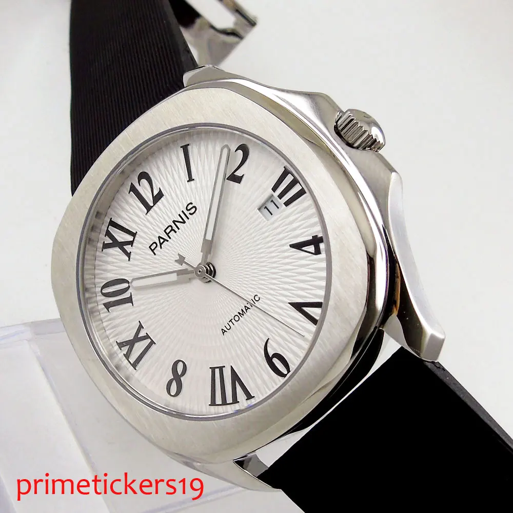 

Sapphire crystal 40mm black/white/blue dial self winding men's watch square watch case date