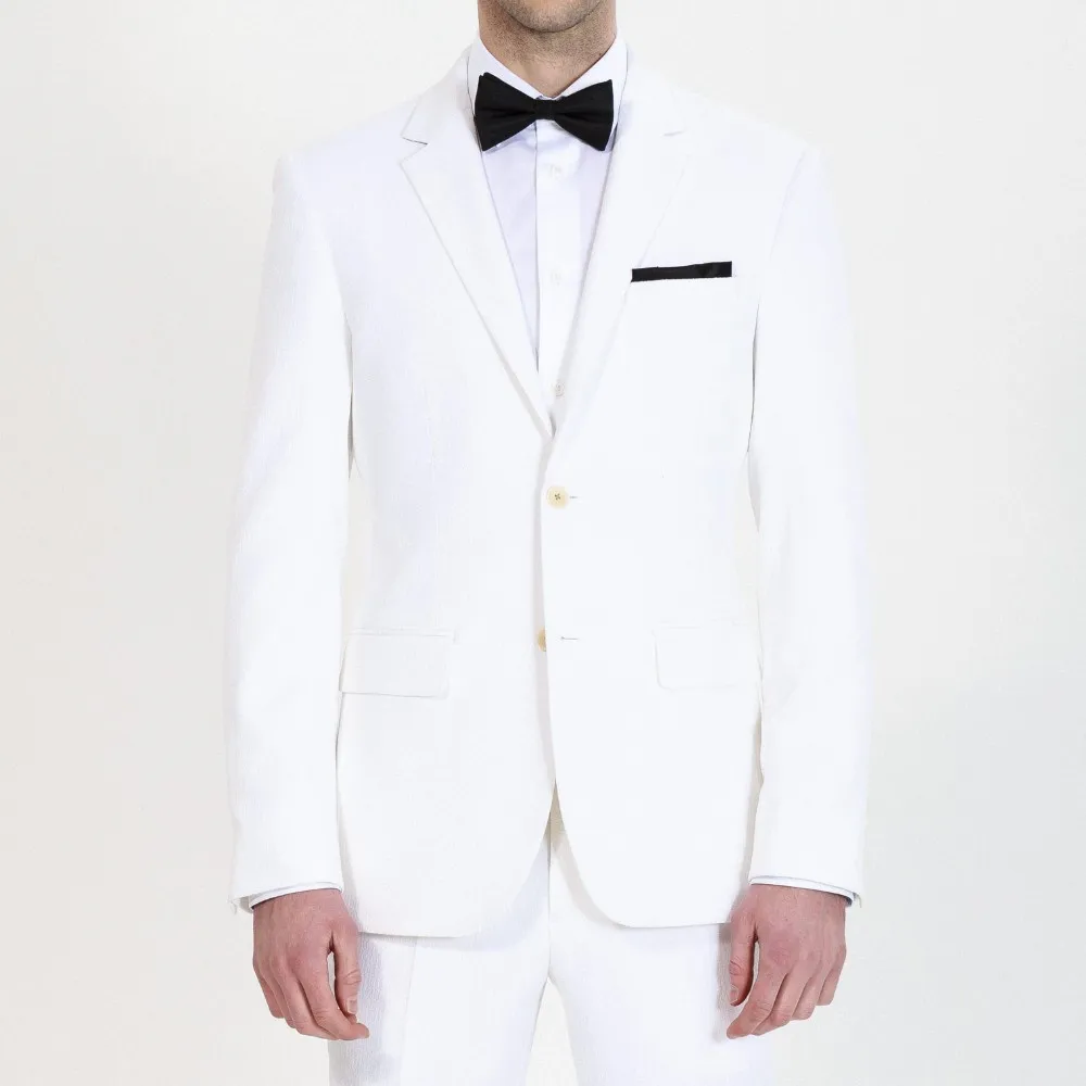 

White Wedding Suit For Men Custom Made Tuxedos Designs Mens Suits With Pants One Button Groom ( jacket+Pants)