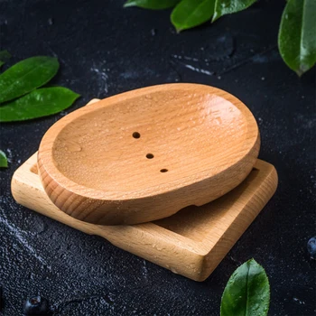

2pcs Wooden Draining Soap Dish Wood Dish Soap Tray Holder Storage Soap Rack Plate Box Container Mould-Proof Soap Box Bathroom
