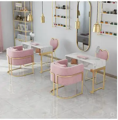US $253.60 Nordic luxury marble manicure table and chair set highend net red manicure table single double manicure table