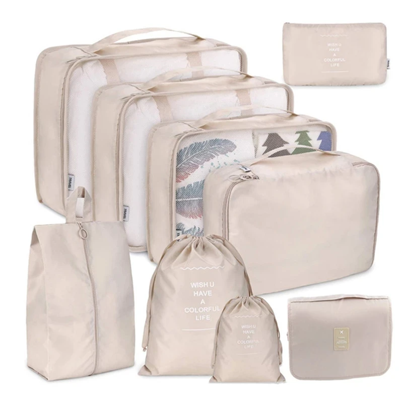 

9 pieces Set Travel Organizer Storage Bags Suitcase Packing Set Storage Cases Portable Luggage Organizer Clothes Shoe Tidy Pouch