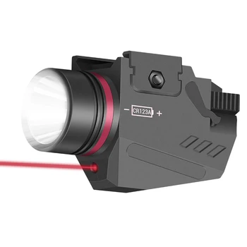 Luz LED táctica para arma, linterna con punto rojo, láser, militar, pistola de luz Airsoft para riel de 20mm