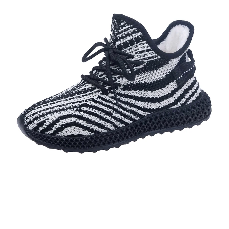 Черный Дизайнерские Kanye 350 кроссовки женские поддержки ADV Роскошные вязаные кроссовки зимние добавляют шерсти бегунов сетки кроссовки - Цвет: Черный