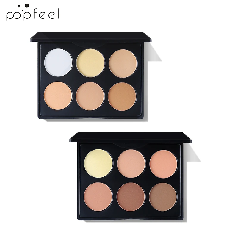 

POPFEEL 6 Colors Face Setting Powder Facial Pressed Powder Blusher Retouching Shadow Oil-Control Brighten Foundations Makeup 55g