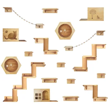 

Solid Wood Cat Climbing Frame Column Wall Cat Wall Jumping Platform Cat Nest Cat Climber Cat Tree DIY Wall Hanging Cat Supplies