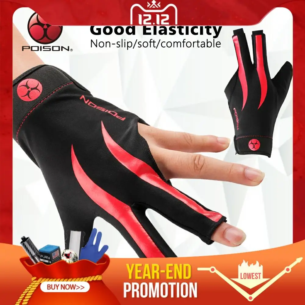 

Billiard Poison Pool Cue Gloves Left Hand Red Snooker Cue Gloves Durable Comfortable Gloves Professional Blilliards Accessories