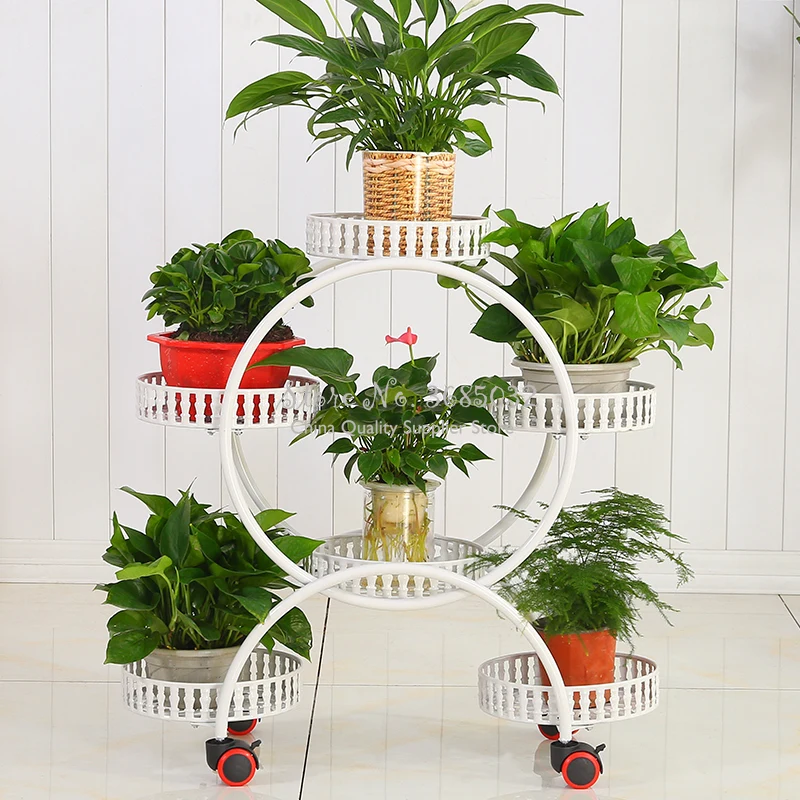  Cheap Portable Flower Stands with Wheels Metal Plant Holder Creative Flower Trays Organizer Large S