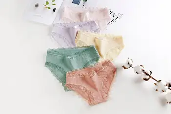 

Women Underpants Soft Plus Size Skin-friendly Thread princess cotton low-rise cute lace sexy hot girl briefs M-XL