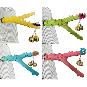 

AsyPets Parrot Pepper Large Tree Branch Bird Stand Bar Bird Cage Bell Tree Branch Claw Stick