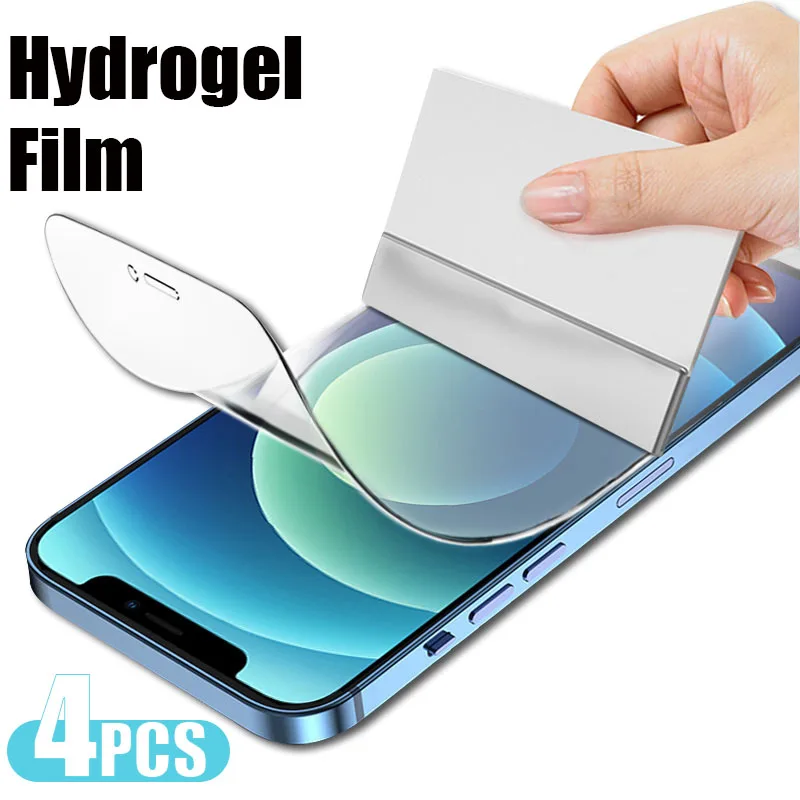 4Pcs Hydrogel Film For iPhone 12 11 Pro Max 12 Mini Screen Protector For iPhone 6 6s 7 8 Plus X