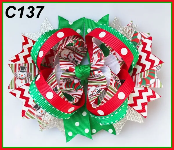 B 15 шт. рождественские банты для волос карамельный тростник бант Санта заколка для волос олень праздник веселая Рождественская бабочка