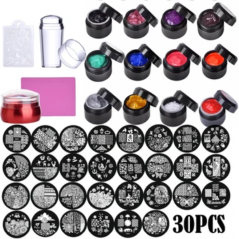 

Biutee 12Colors Nail Stamping Gel Polish Gel 8ml 30pc Nail Stamping Plates Set Poly Nail Kits 2 sets Nail Art Stamper & Scrapers