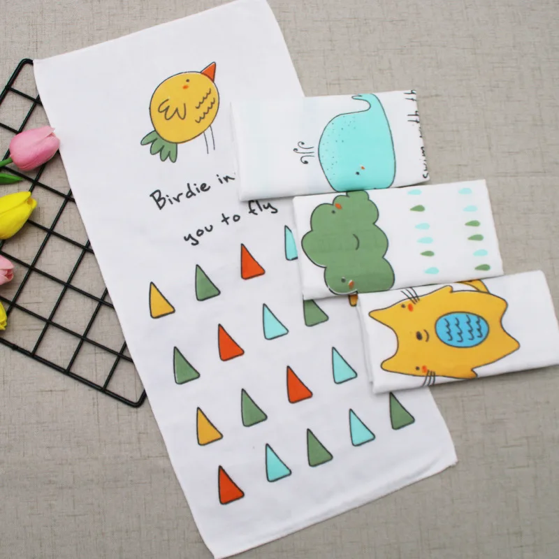 

Combed Cotton Four Layer Gauze Children Small Tower Cartoon Cotton Soft Absorbent Baby Face Wash Rectangular CHILD'S Towel