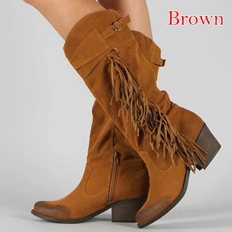 WENYUJH женские сапоги; осенне-зимние сапоги выше колена; удобные сапоги из флока на плоской подошве в минималистическом стиле; Новинка года; зимняя обувь - Цвет: Brown 2