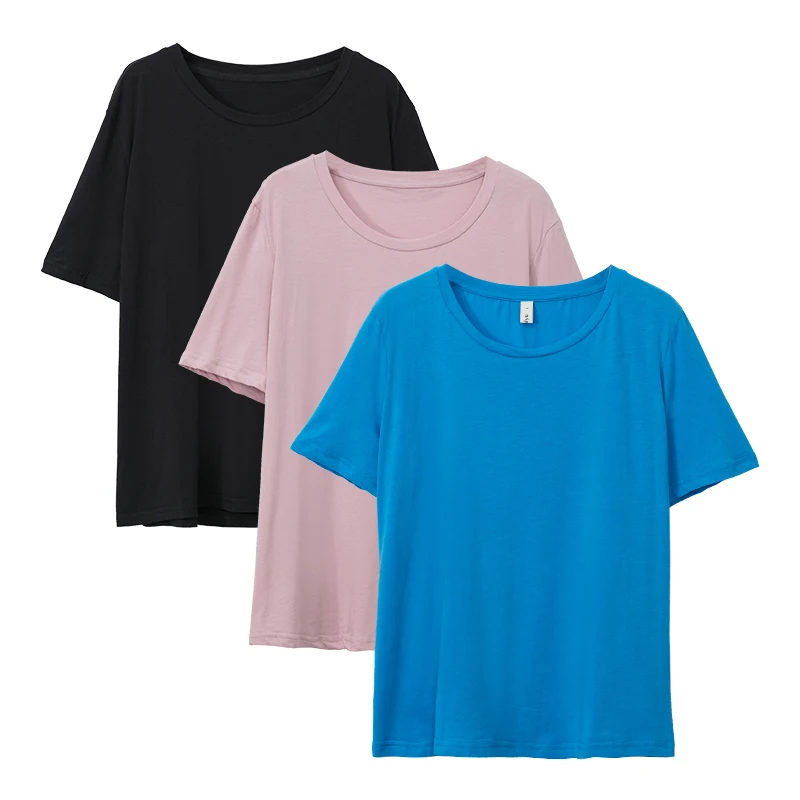 Летняя женская футболка с круглым вырезом и короткими рукавами для девочек, базовая нательная футболка, 2 шт./3 шт.,, M30146 - Цвет: 3pcs