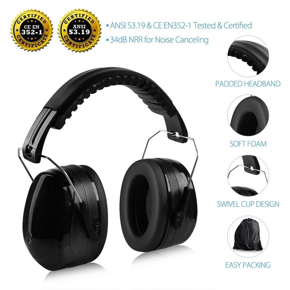 [ Lightweight Version ] Mpow SNR34dB Noise Reduction Earmuffs Shooter Hearing Protection Foldable Head Band Ear Cup For Adult (1)