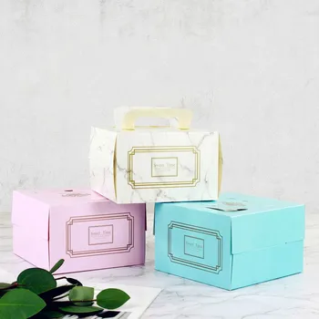 

10pcs Net red sqaure 4inch mini birthday cake packaging paper box product baking package mousse dessert boxes small gift box