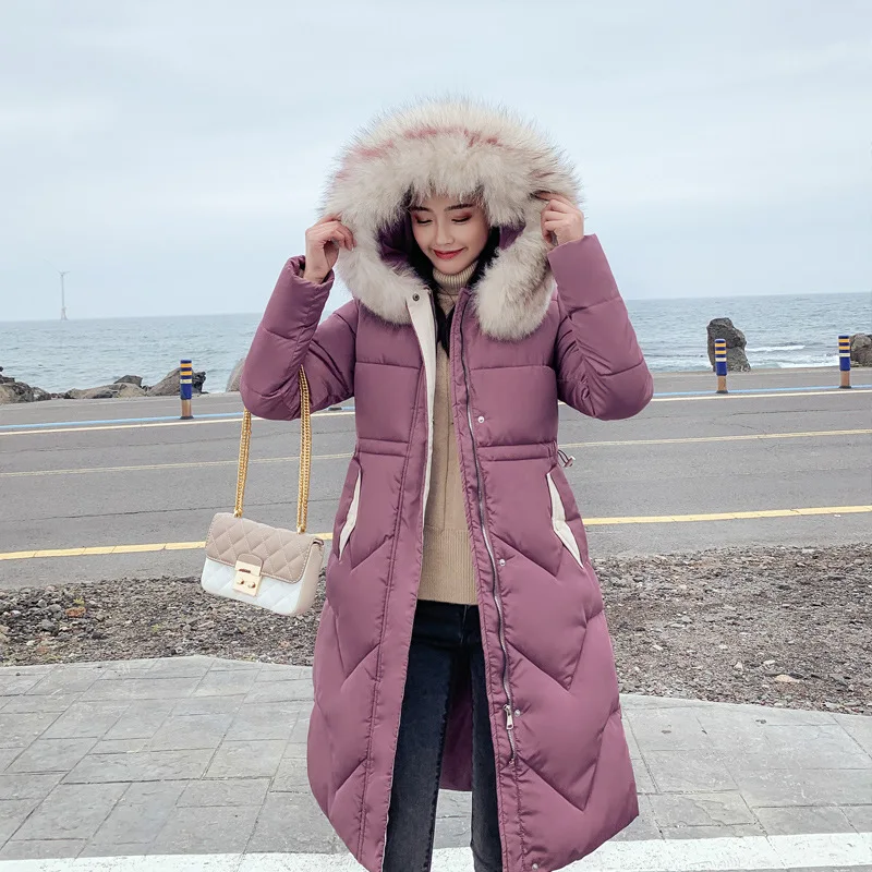 

South Korea Dongdaemun Autumn New Style down Jacket Women's Loose-Fit over-the-Knee Cotton Overcoat INS Online Celebrity AliExpr
