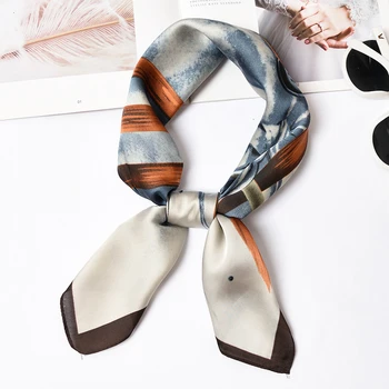 

Retro Button Prints Hijab Silky Satin Shawl Scarfs 70*70 CM New Women Scarf Smooth Square Head Scarves Wraps