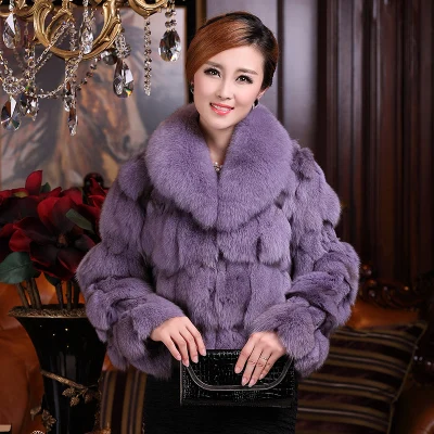 purple Низкая цена, новинка, зимняя женская куртка из натурального Лисьего меха с воротником из лисьего меха, Женское пальто из натурального меха, верхняя одежда, пальто, одежда - Цвет: purple