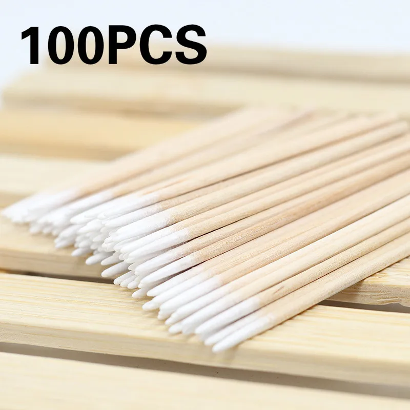 100PCS Disposable Wooden Cotton Stick Swabs Micro Brushes Eyelash Extension Glue Removing Tools For Beauty Makeup And Tattoo | Красота и