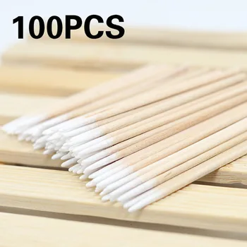 

100PCS Disposable Wooden Cotton Stick Swabs Micro Brushes Eyelash Extension Glue Removing Tools For Beauty Makeup And Tattoo