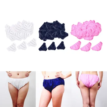 

150 Pieces Nonwoven Disposable Underwear - Travel Panties Spa Granny Brief for Women - White, Blue & Pink