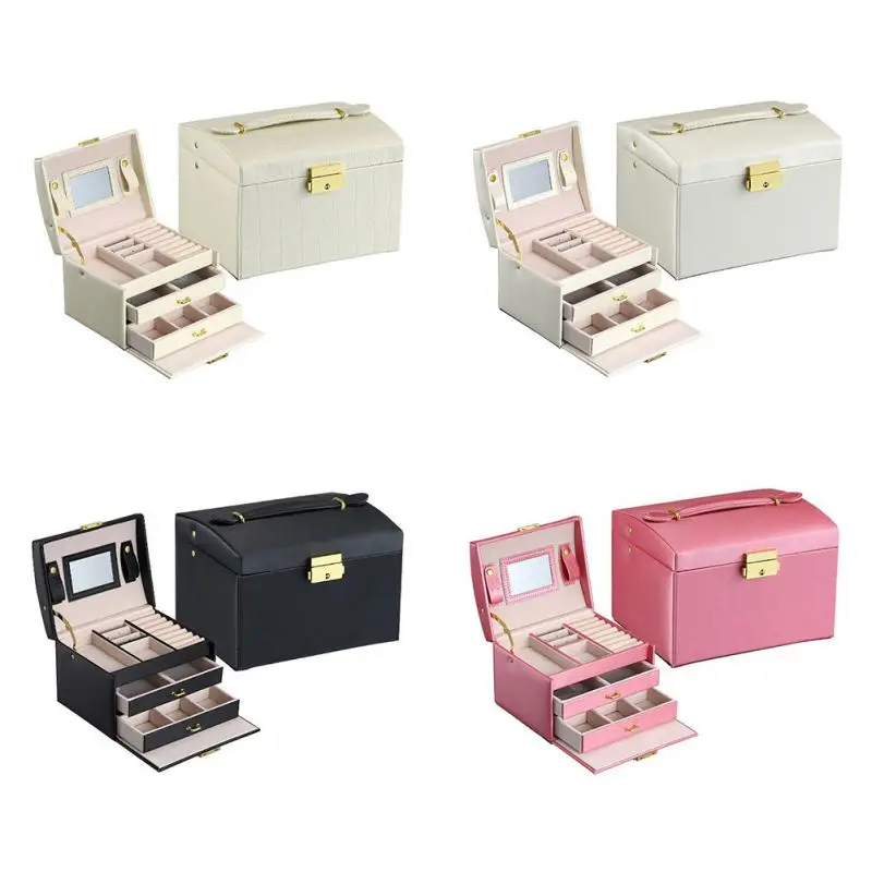 

Large Jewelry Packaging Display Box Dressing Cabinet Clasps Bracelet Ring Organizer Carrying Bags
