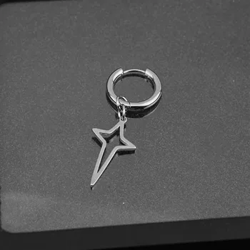 

KPOP 1 Piece Men Cross Stars Pendant Punk Round Cartilage Stainless Steel Earring For Men Piercing Stud Earrings For Women