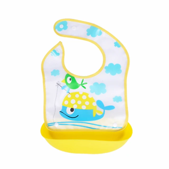Baby Bib Waterproof Apron Long Sleeve Art Smock for Kids Baby Stuff Chest Protection Feeding Bibs yellow shark