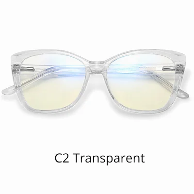 C2 Transparent Ralferty, женские прозрачные очки, оправа, синий светильник, женские очки, кошачий глаз, оптические оправы W2001 - Цвет оправы: C2 Transparent
