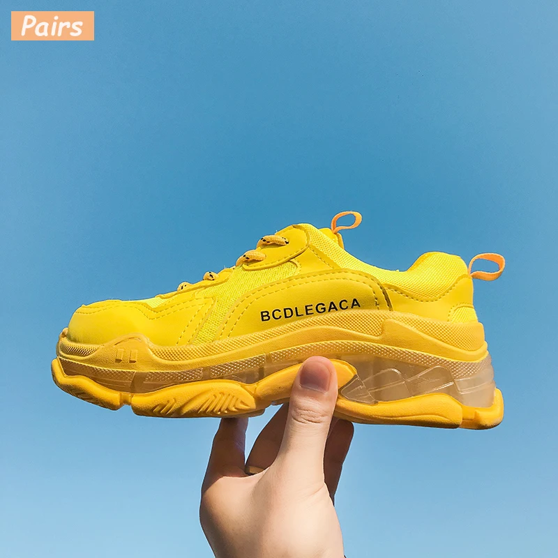 

Shoes Women's Dad Sneakers Thick Bottom Platform Air Mesh Solid Green Yellow White Casual Shoes Female Fashion Comfy Footwear