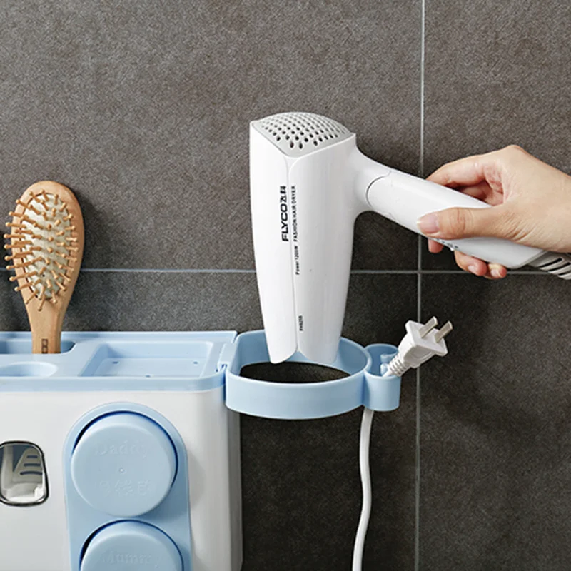Многофункциональный автоматический дозатор зубной пасты для ванной комнаты с присоской, держатели для хранения зубных щеток, настенные полки для фена, Новинка