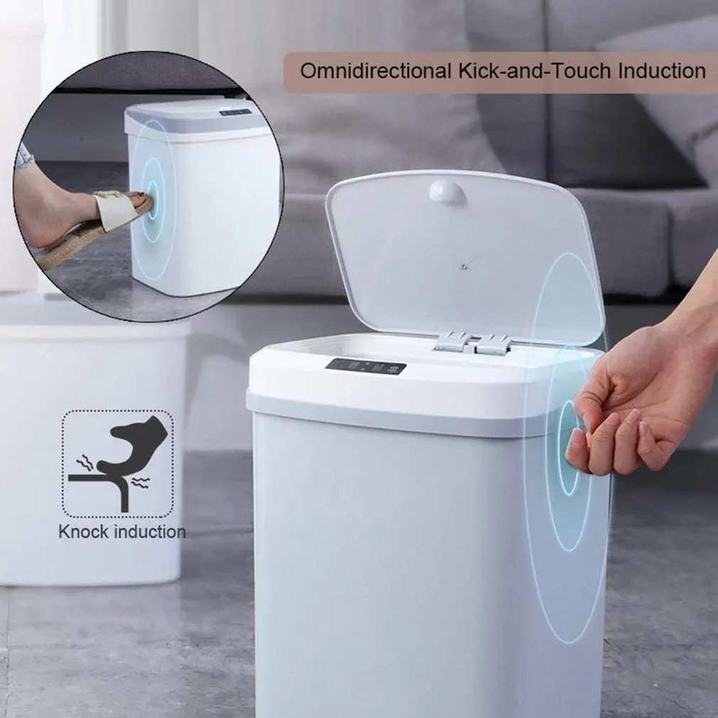 Automatic Trash Can Usb And Battery Operated Plastic Infrared Motion Touchless Smart Sensor Trash Can Odor Filter Deodorizer