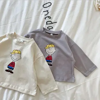 

2020 new girls boys t-shirt spring full sleeve fashion kids top 3-8t HJ569