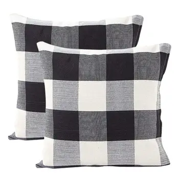 

Black White Retro Checkers Plaids Cotton Linen Square Throw Pillow Cover Decorative Cushion Cover Pillowcase Cushion Case, Set o