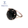 Natural Black Spinel Jewelry Set oval cut 10*12mm 18.6ct real black gemstone clasp earring ring 925 sterling silver for women ► Photo 3/6