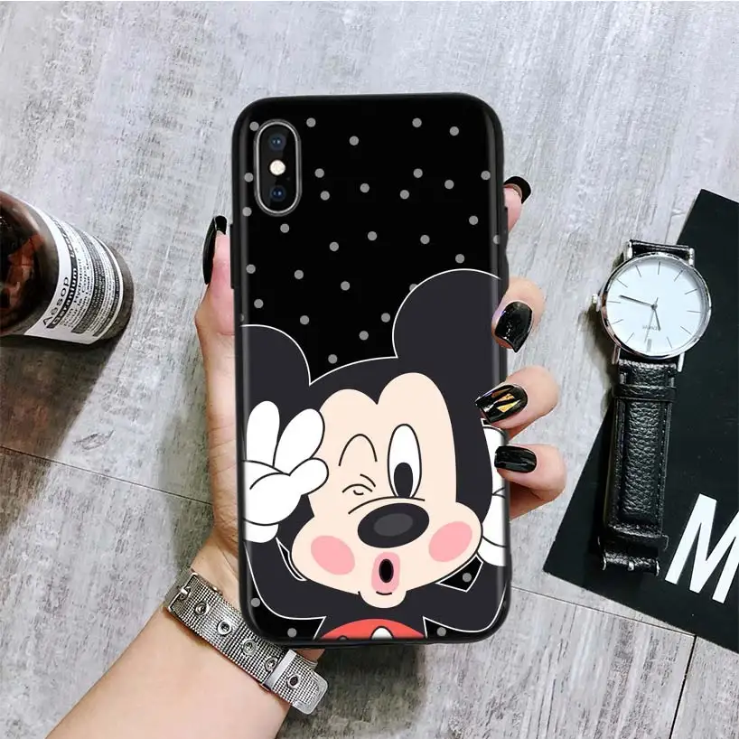 Черный чехол для телефона с Минни Маус для Apple IPhone 11 Pro XS MAX XR 7 8 6 6S Plus X 10 Ten 5 5S SE Coque Shell - Цвет: BA182-4