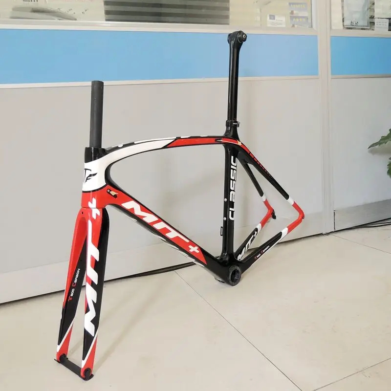 black red Последняя 700C 54/56 см рама для дорожного велосипеда карбоновая рама с вилкой Подседельный штырь матовая/глянцевая углеродистая рама для дорожного велосипеда гоночная велосипедная Рама - Цвет: black red