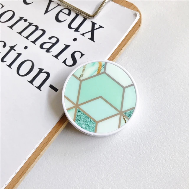 Glossy Popular Marble Expanding Phone Stand Grip Finger Rring Support Anti-Fall Round Foldable Mobile Phone Holder for iPhone 11 Y3