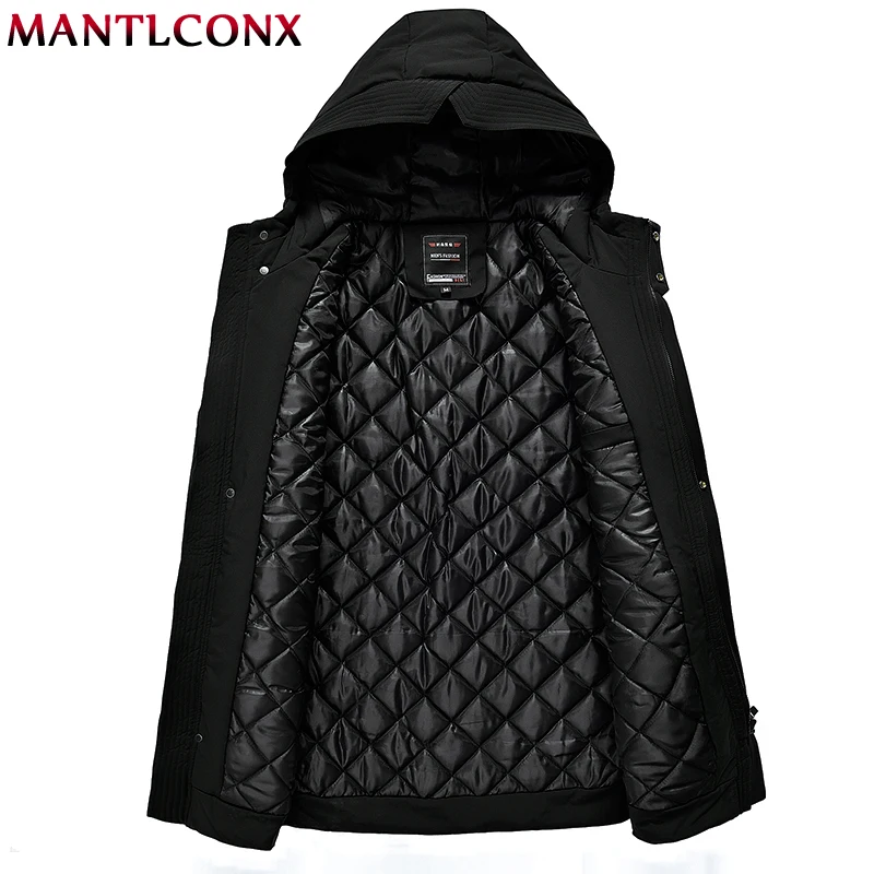 MANTLCONX, Длинные парки, зимняя куртка для мужчин, новинка, теплая ветрозащитная Повседневная Верхняя одежда, стеганая хлопковая куртка, пальто, качественные мужские парки