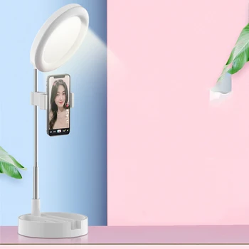 

Mirror Fill Light Ring Desktop Selfie Phone Holder Live 5V 1pc Folding