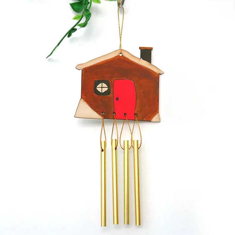 

DIY Christmas Wind Chime Cartoon Wood Piece Wind Bell Decor Hanging for Home Graden Christmas Party Decor Accessories 5Pcs/Set