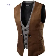 Весна и осень, стиль, западный стиль, мужской Клетчатый смешанный цвет, макет, двухкомпонентный жилет, мужской повседневный Приталенный жилет, пальто