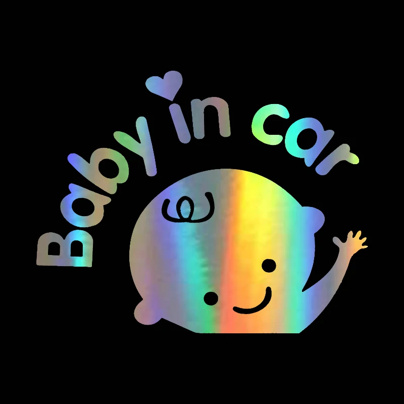 Car Sticker 17cm15cm Baby In Car Waving Baby On Board Funny Decal Reflective Laser Vinyl Sticker 3D Car Styling (2)