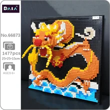 

DAIA 66873 Loong Dragon Building Blocks Monster Animal Head Wall Painting Cloud DIY Mini Diamond Bricks Toy for Children Gifts