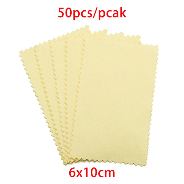 10-50pcs Polish Polishing Cloth Silver Color Cleaning  Polishing Cloth Soft Clean Wipe Wiping Cloth For Silver Gold Jewelry Tool Yellow 6x10cm 50Pcs