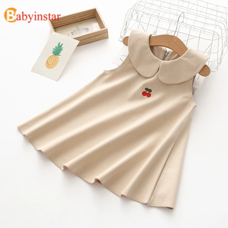 Babyinstar/осенне-зимнее платье для девочек; сарафан; милое Брендовое платье для девочек с вишней; детская одежда; Эксклюзивная осенняя одежда для девочек